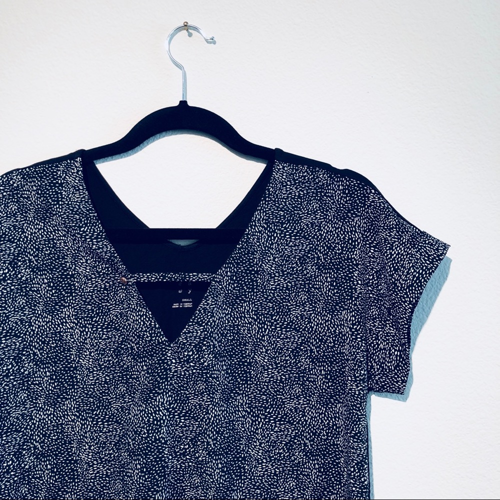 Black & White Flecked Work Top w/ Button Detail